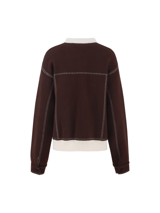 C&S Clemence Knit Jacket dark brown sand - Afbeelding 5