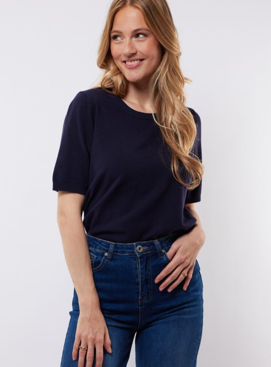 C&S Anne Knit Top midnight blue
