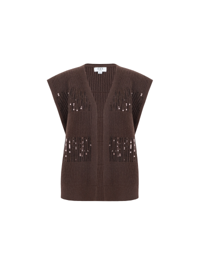 C&S Vivian Knit Gilet dark brown