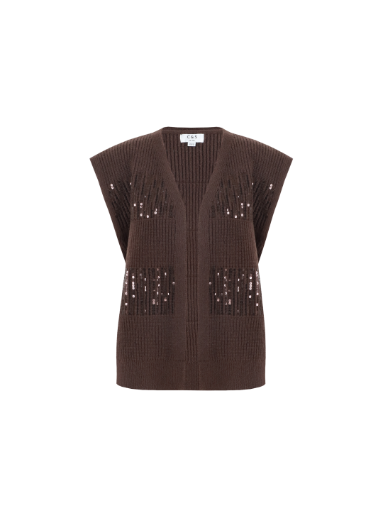 C&S Vivian Knit Gilet dark brown
