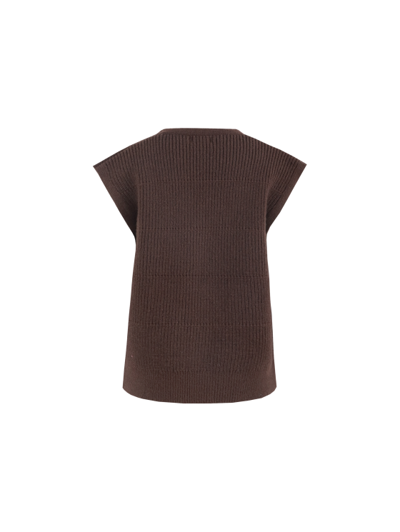 C&S Vivian Knit Gilet dark brown - Afbeelding 2