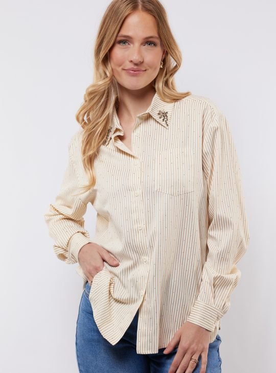 C&S Lyllith Blouse offwhite light camel