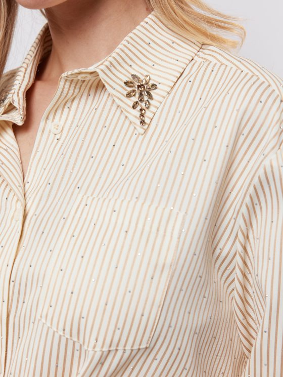 C&S Lyllith Blouse offwhite light camel - Afbeelding 2