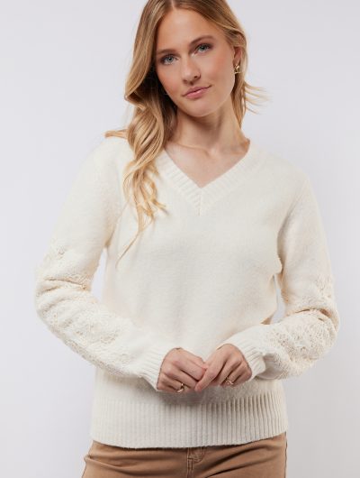 C&S Katja Knit Pullover wool white