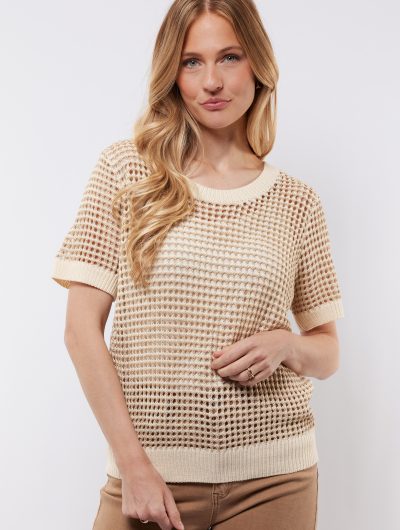C&S Annabelle Knit Top wool white light gold