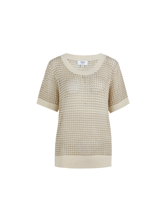 C&S Annabelle Knit Top wool white light gold - Afbeelding 4