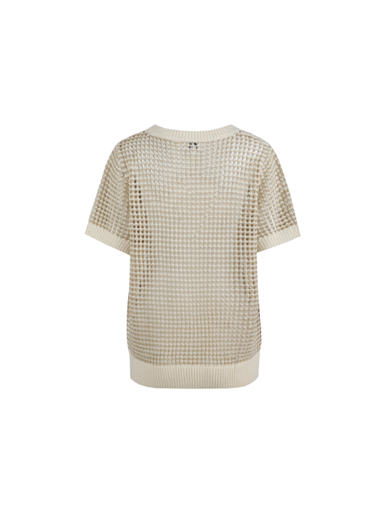 C&S Annabelle Knit Top wool white light gold - Afbeelding 5