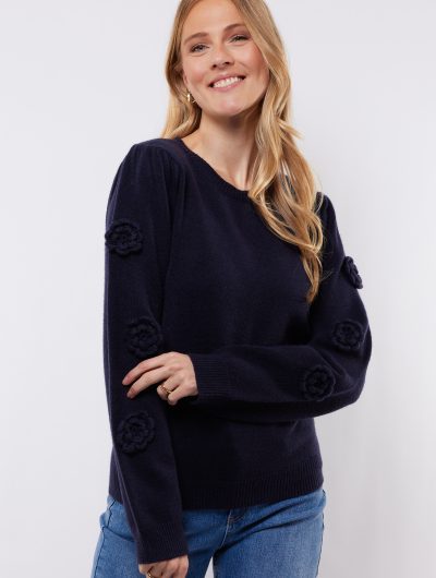 C&S Amira Knit Top midnight blue