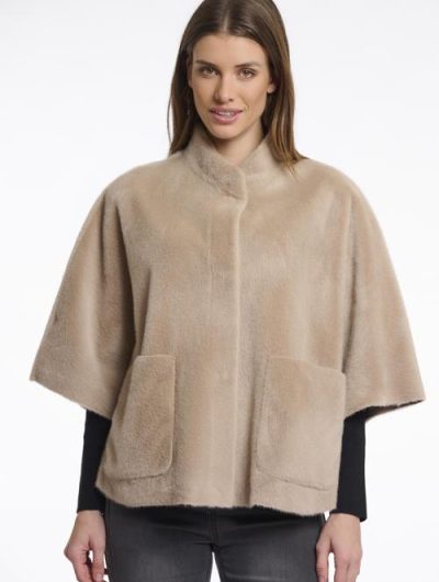 Rino & Pelle Dewi Faux Fur Cape oat