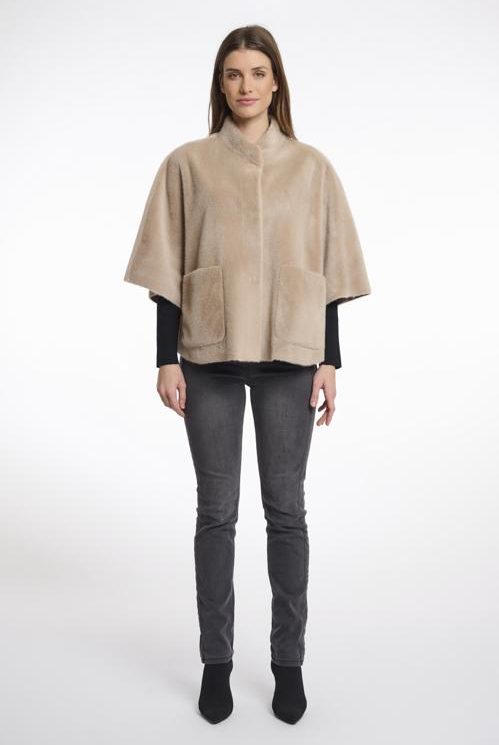 Rino & Pelle Dewi Faux Fur Cape oat - Afbeelding 3