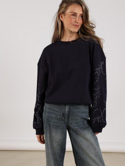 Nukus Suzanne Pullover Strass donkerblauw