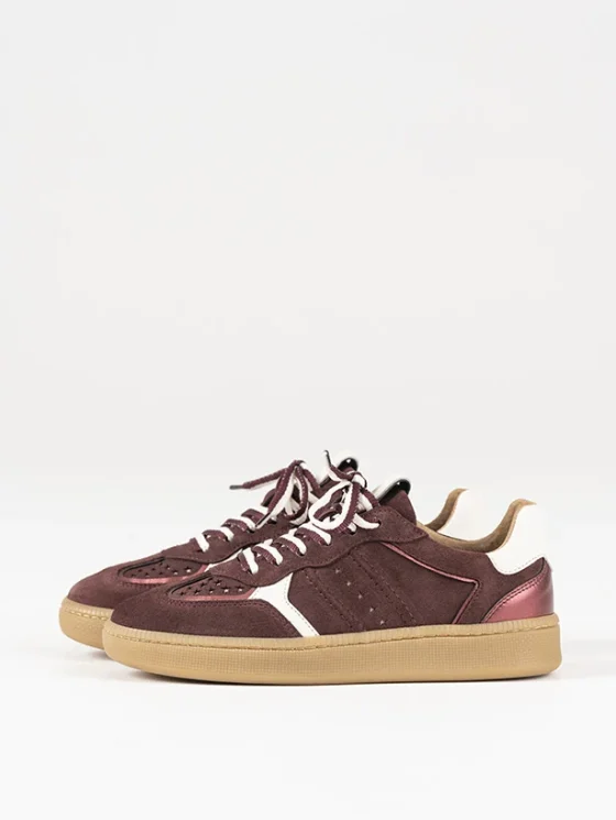 DWRS Mirabel Suede Sneaker bordeaux offwhite - Afbeelding 3