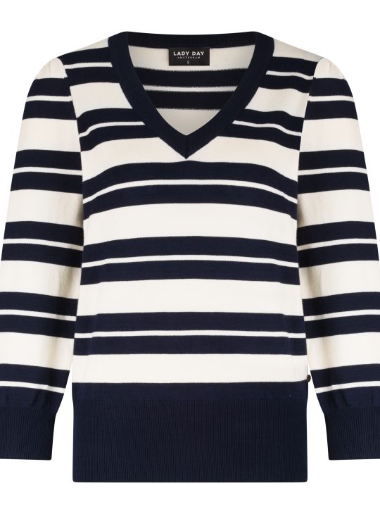 Lady Day Alina Stripe Trui blue champagne