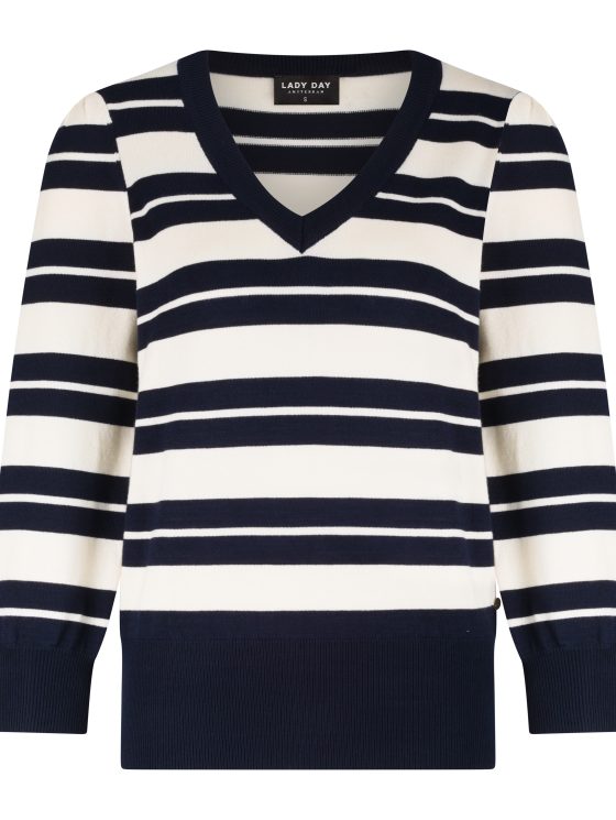 Lady Day Alina Stripe Trui blue champagne