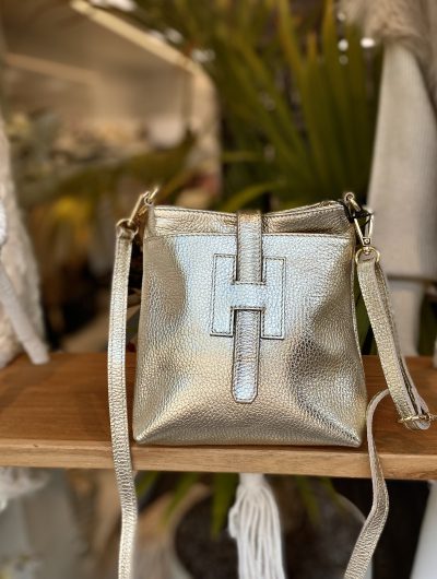 Giuliano Tas Leer H-Gesp Goud T240