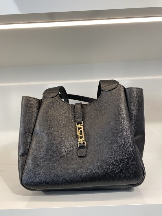 Shopper Tas Zwart Leer Gouden Gesp T508 - Afbeelding 4