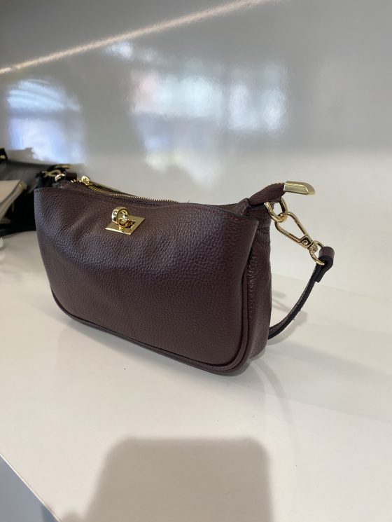 Tas Leer Bordeaux Gouden Gesp T251 - Afbeelding 2