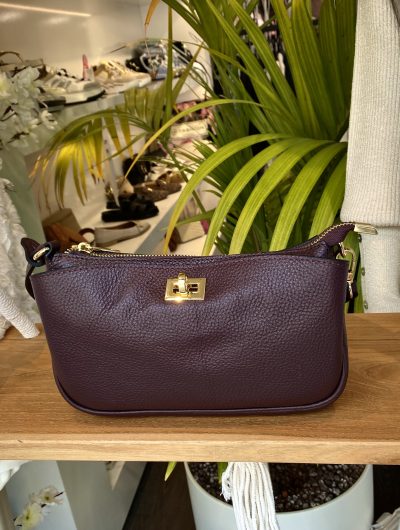 Tas Leer Bordeaux Gouden Gesp T251