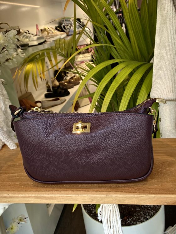 Tas Leer Bordeaux Gouden Gesp T251