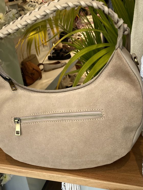 Tas Suede/Leer Vlecht Beige T257