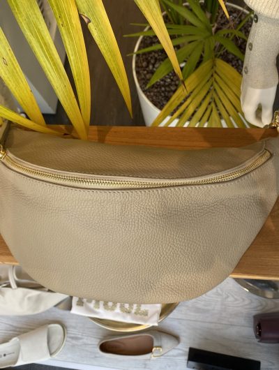 Crossbody Tas Leer Beige/Goud T266