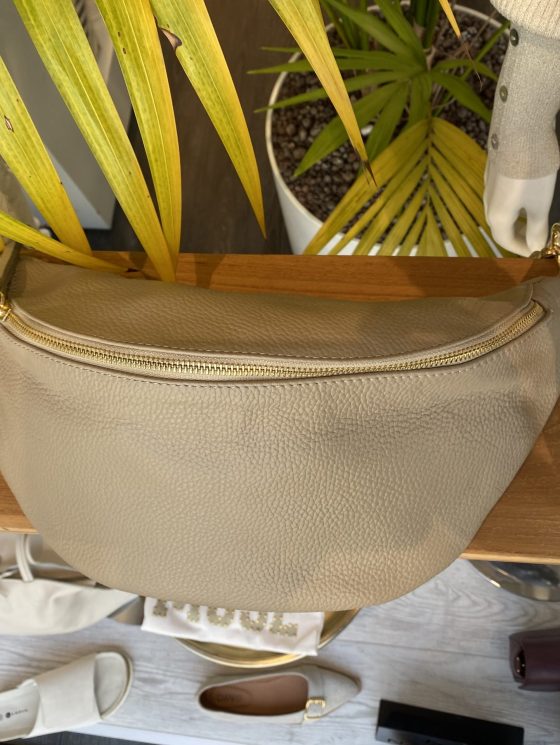 Crossbody Tas Leer Beige/Goud T266