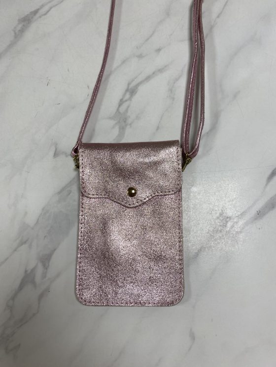 Telefoontasje Metallic Roze Glitter T273