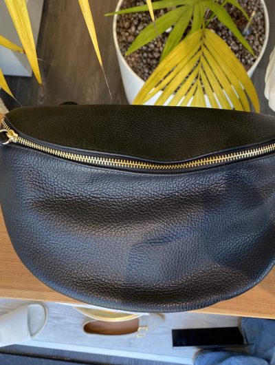 Crossbody Tas Leer Zwart/Goud T221