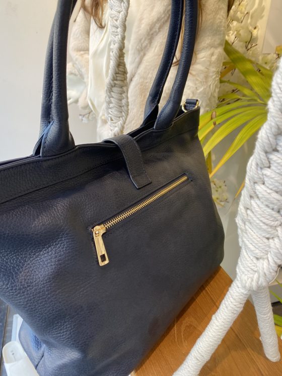 Shopper Tas Leer Donkerblauw H-Sluiting T511 - Afbeelding 2