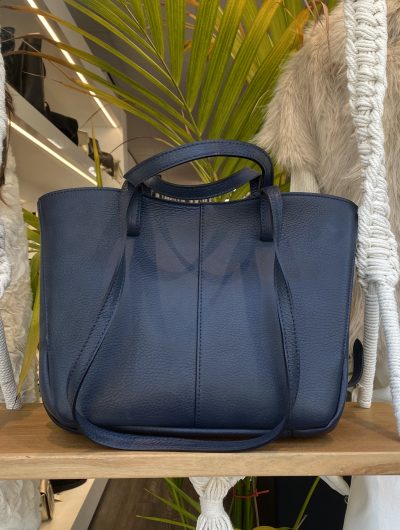 Handtas Leer Donkerblauw T276