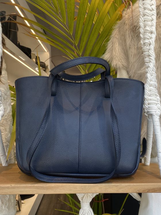 Handtas Leer Donkerblauw T276