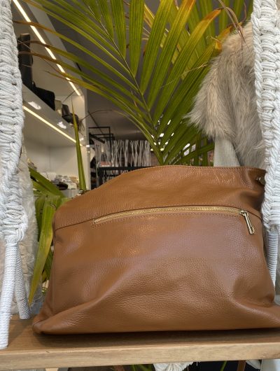 Handtas Leer Cognac T515
