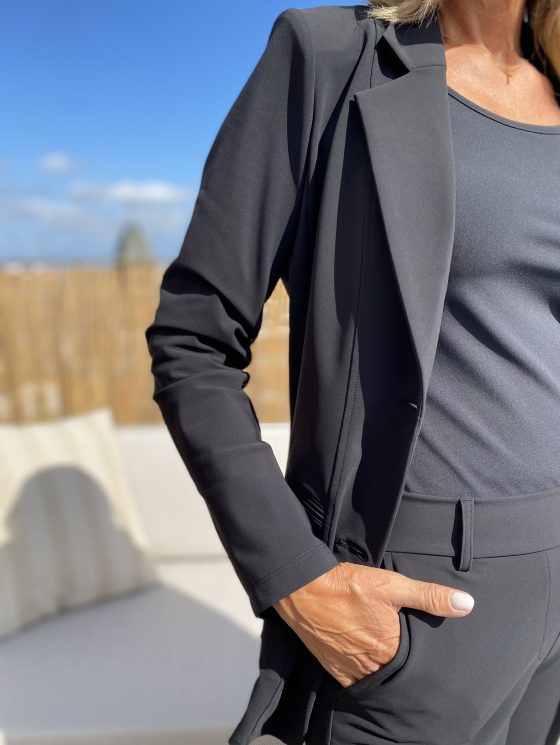 Mi Piace Bonded Travelstof Halflange Blazer 202634 zwart - Afbeelding 3