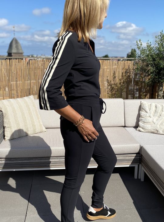 Mi Piace Bonded Travelstof Broek Premium Kwaliteit Smalle Pijp 202632 zwart
