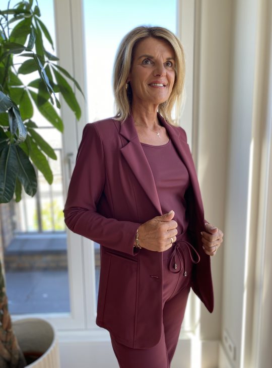 Mi Piace Bonded Travelstof Lange Blazer 202634 burgundy