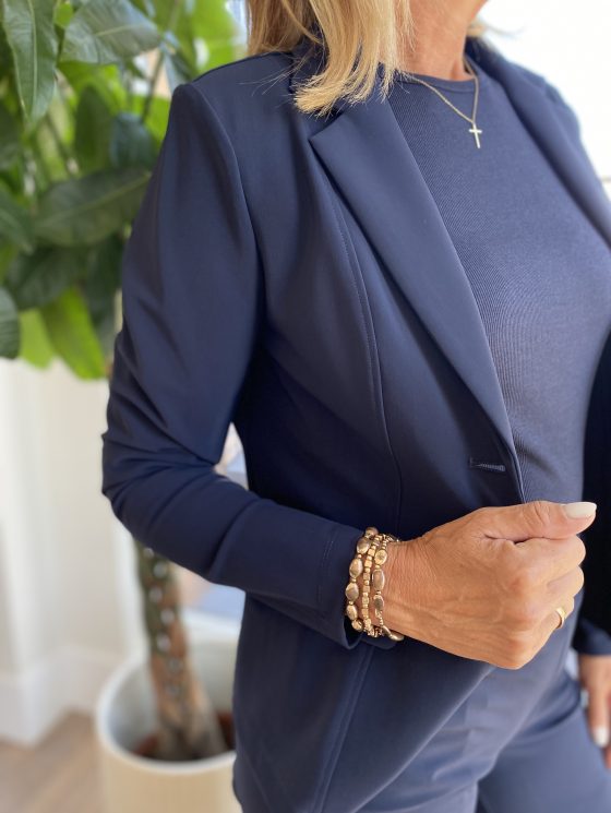 Mi Piace Bonded Travelstof Halflange Blazer 202646 donkerblauw - Afbeelding 3