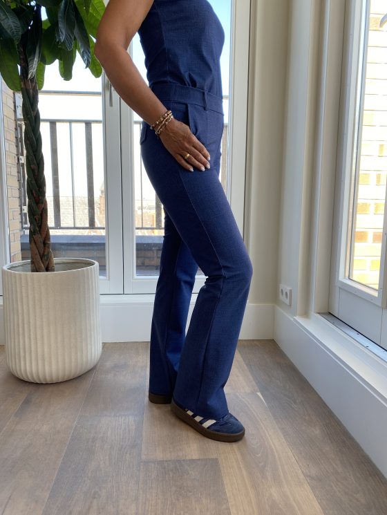 Mi Piace Bonded Travelstof Flare Broek 202633 dark blue denim - Afbeelding 5