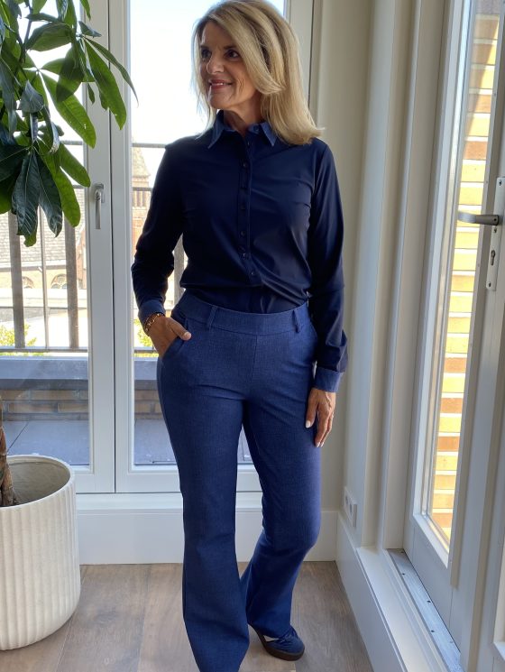 Mi Piace Travelstof Blouse 202731 denim dark blue - Afbeelding 2
