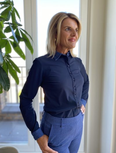 Mi Piace Travelstof Blouse 202731 denim dark blue