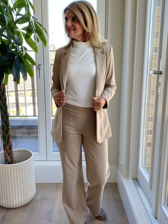 Mi Piace Bonded Travelstof Halflange Blazer 202634 latte - Afbeelding 2
