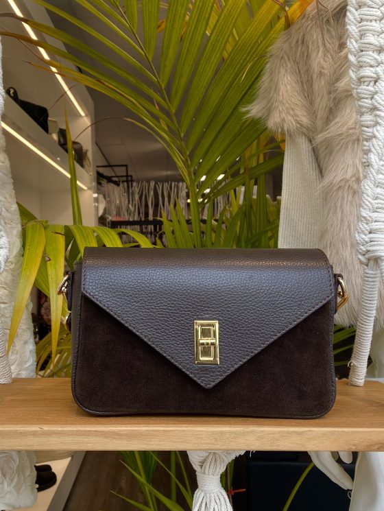 Tas Suede/Leer Dark Brown T283
