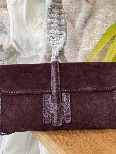 Tas Suede/Leer H-Sluiting Bordeaux T281