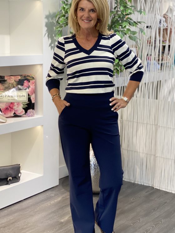 Lady Day Alina Stripe Trui blue champagne - Afbeelding 2