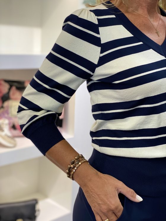 Lady Day Alina Stripe Trui blue champagne - Afbeelding 3