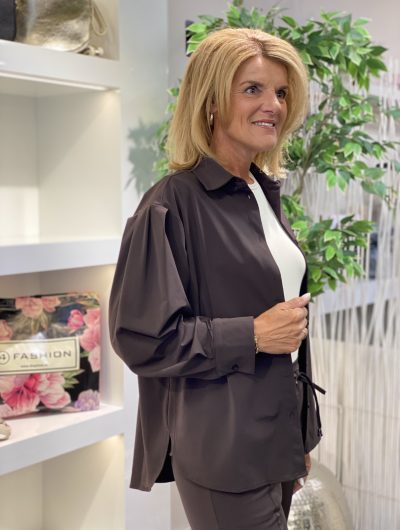 Mi Piace Travelstof Oversized Blouse 202524 espresso