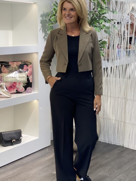 Fashion Cropped Blazer 0416 bruin - Afbeelding 2