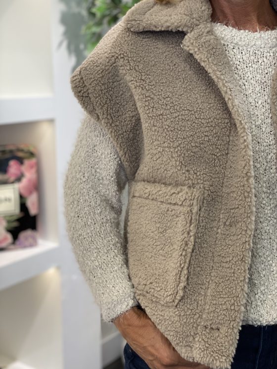 Freequent Lamby Teddy Gilet simply taupe - Afbeelding 3