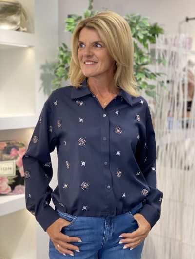 Nukus Newport Blouse Embroidery navy silver