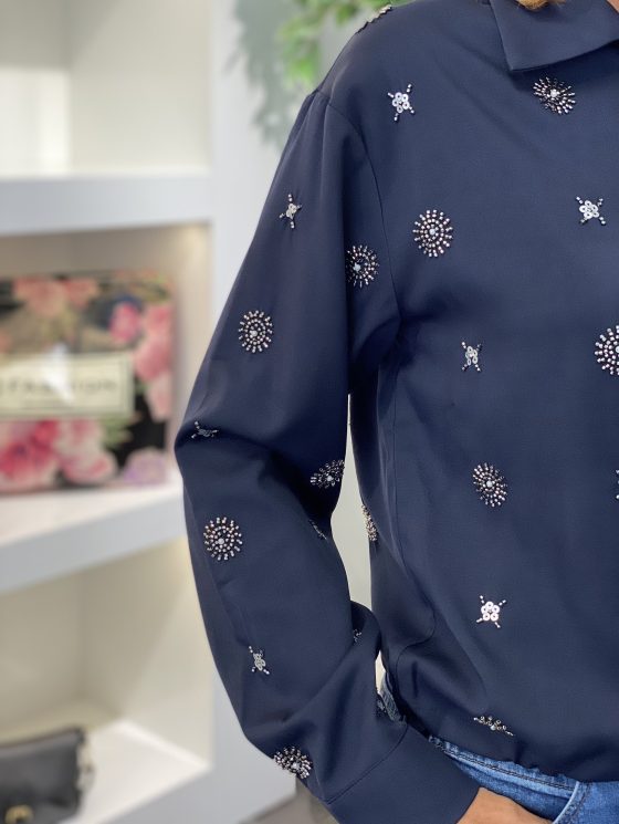 Nukus Newport Blouse Embroidery navy silver - Afbeelding 3