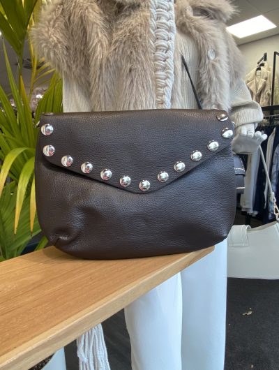 Jules Tas Classic Grain Studs Dark Brown/Zilver T289